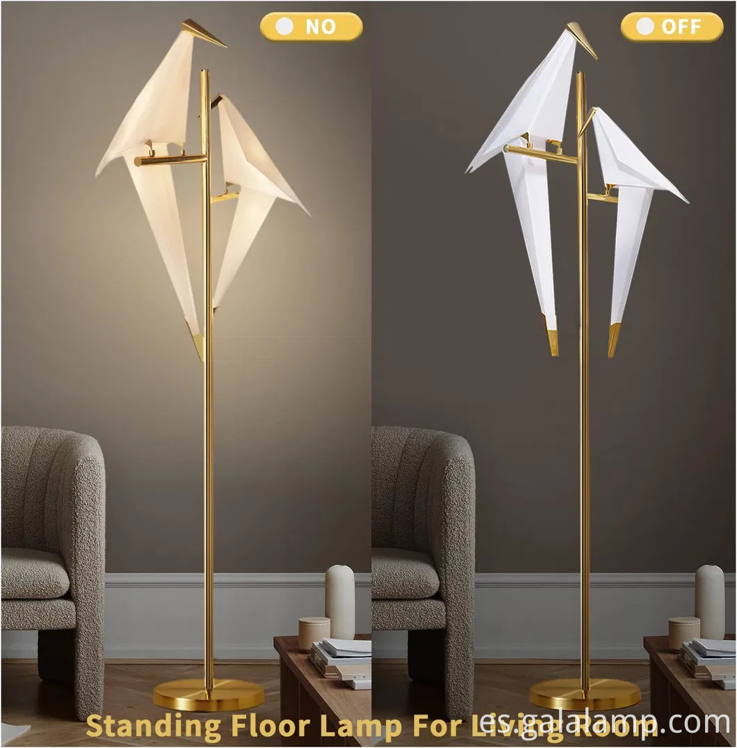 Lámpara de pájaros decorativa nórdica moderna con diseño de grúa dorada de lujo